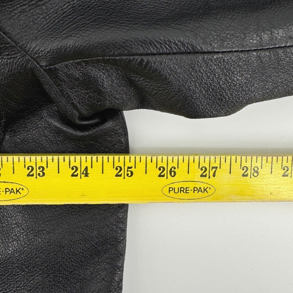 Vintage Caribou Creek Mens Sz Large Black Genuine Leather Car Coat Jacket Lined - Picture 5 of 8